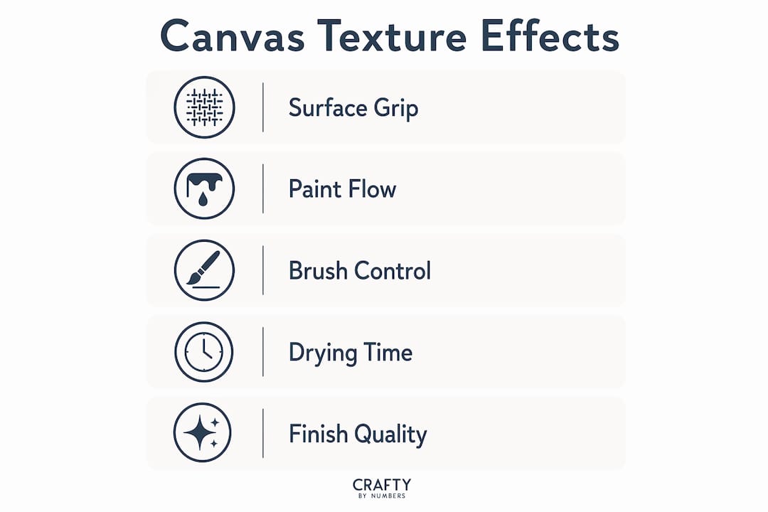 Infographic illustrating effects of canvas texture on painting