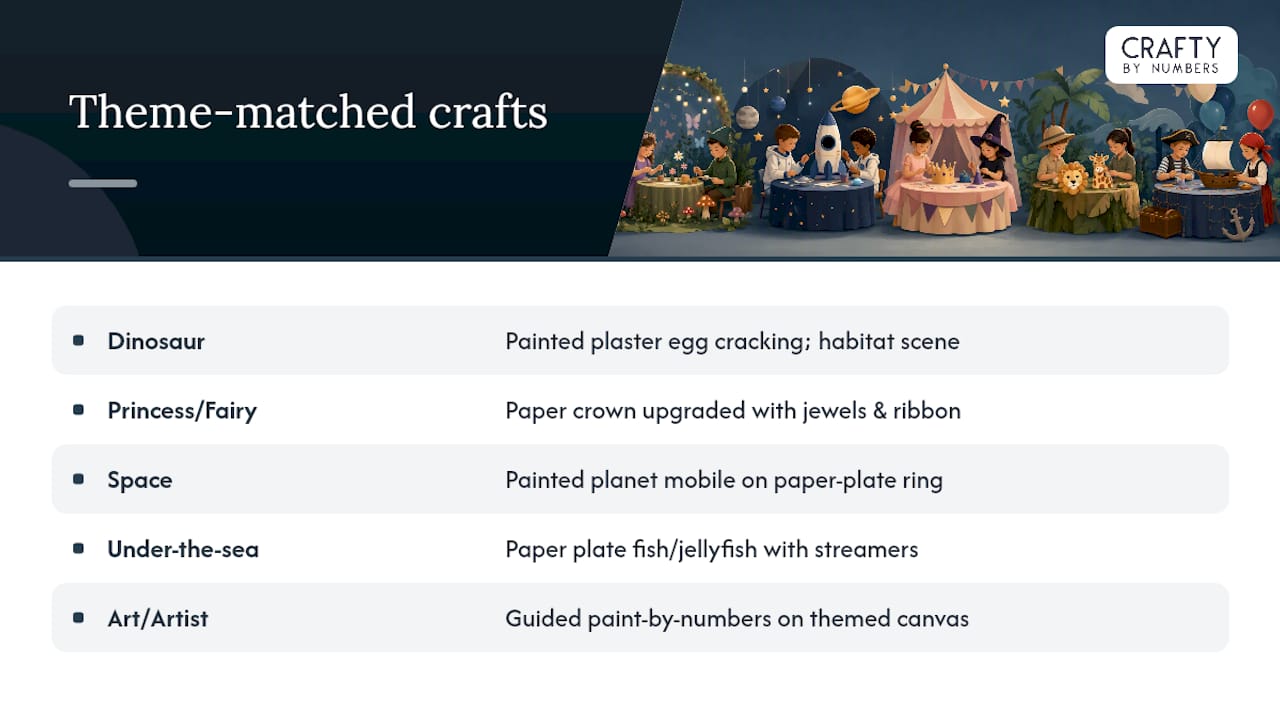 Craft Ideas for Common Birthday Party Themes — overview diagram