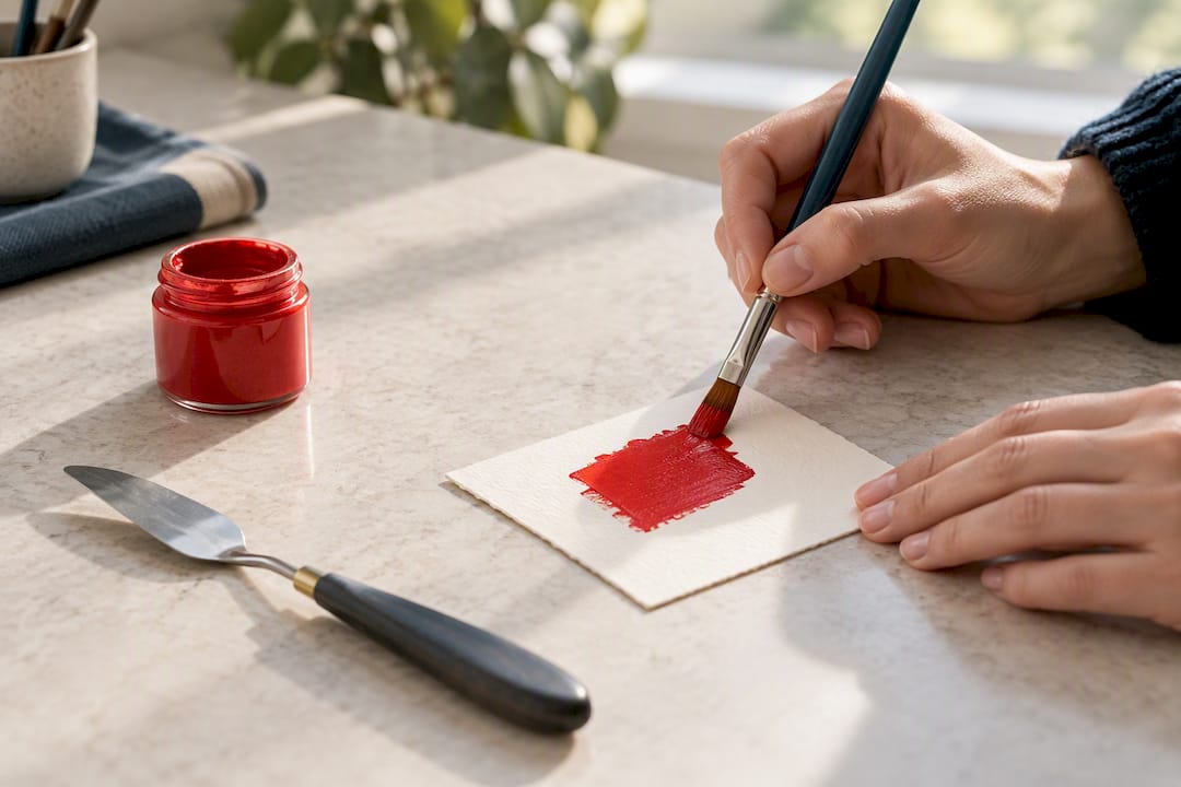 Leftover acrylic paint applied to swatch card
