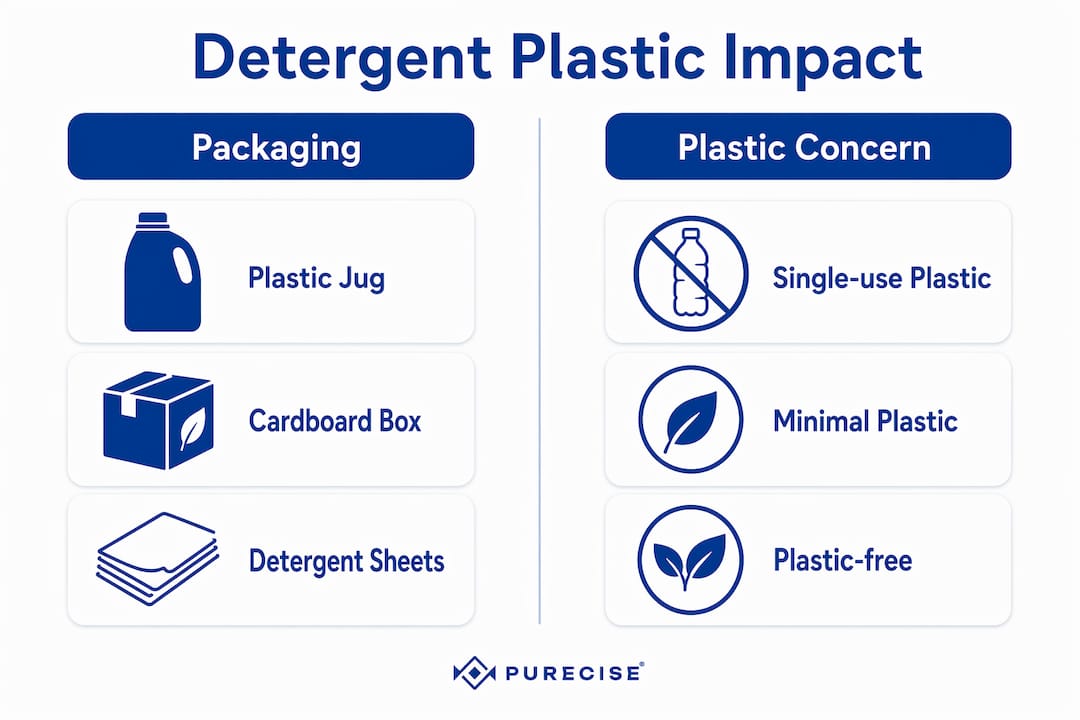 Infographic comparing detergent packaging and plastic impact