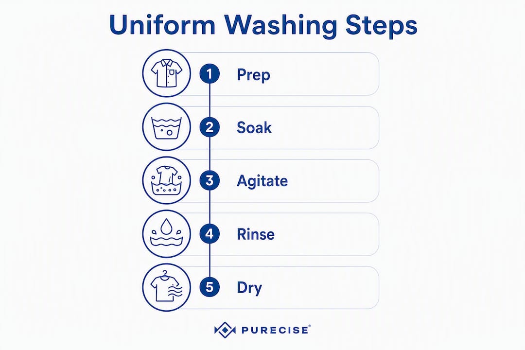 Infographic showing uniform hand washing steps
