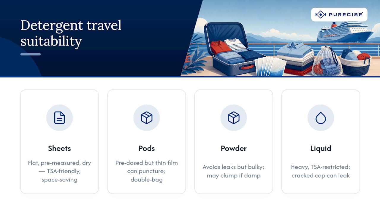 Comparison of four travel detergent formats