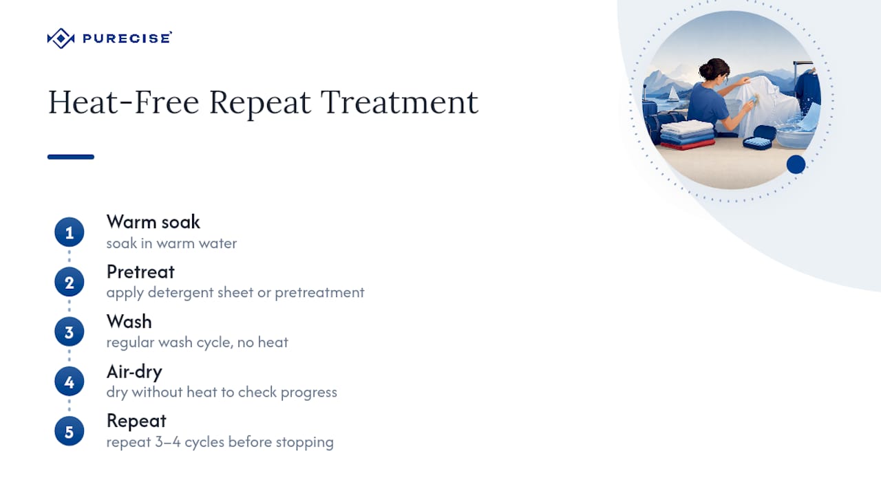Five-step sequence for treating stubborn stains