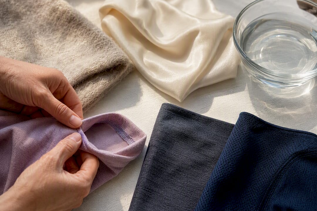 Delicate fabric swatches ready for testing