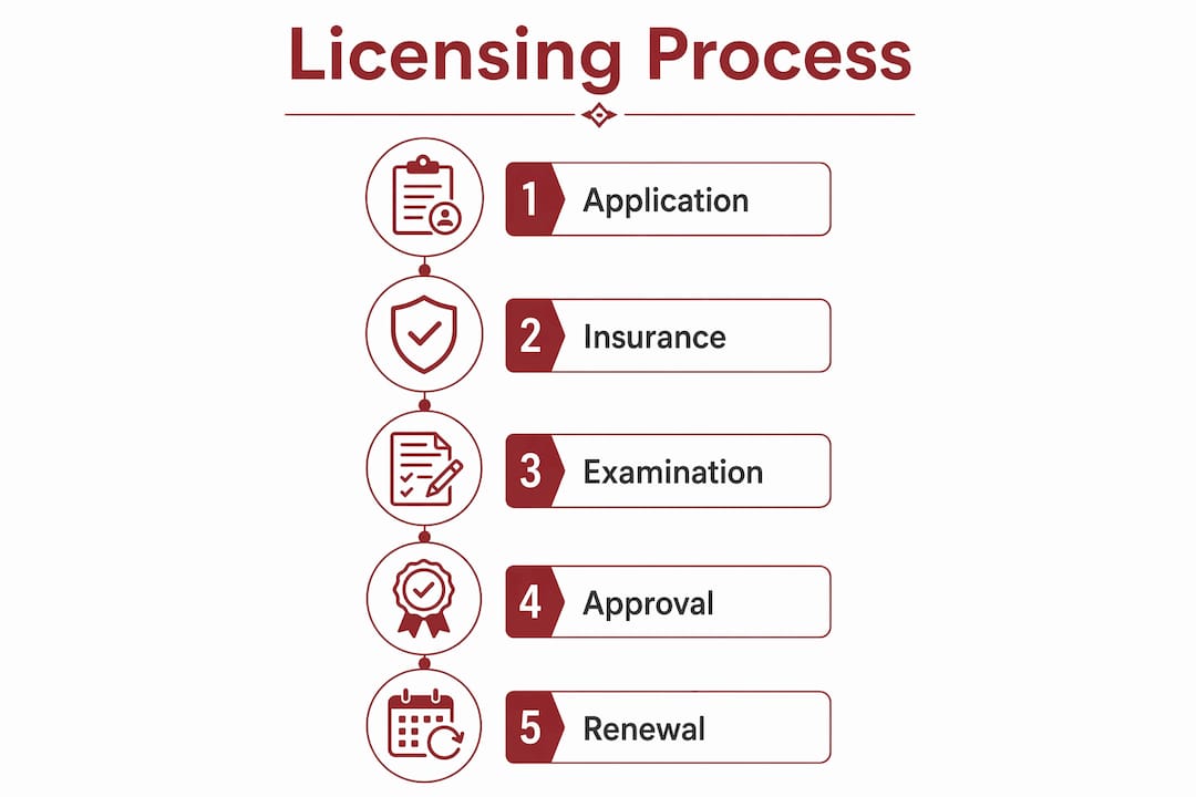 Infographic showing commercial contractor licensing steps