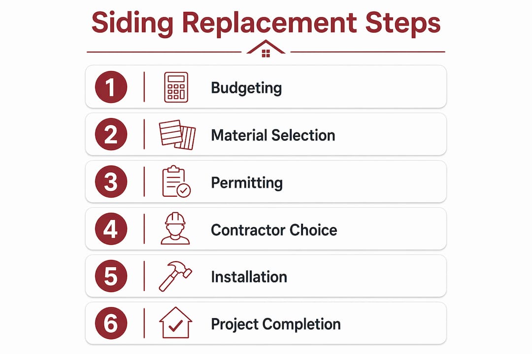 Infographic showing steps for commercial siding replacement project