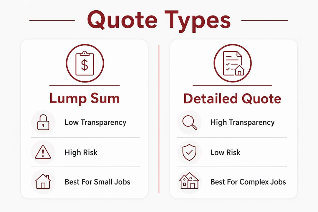 Infographic comparing lump sum and detailed contract quotes