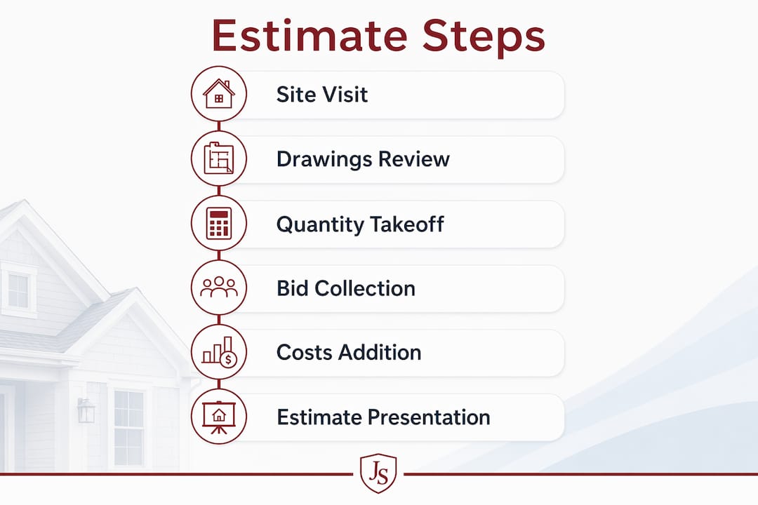 Infographic illustrating contractor estimate process steps