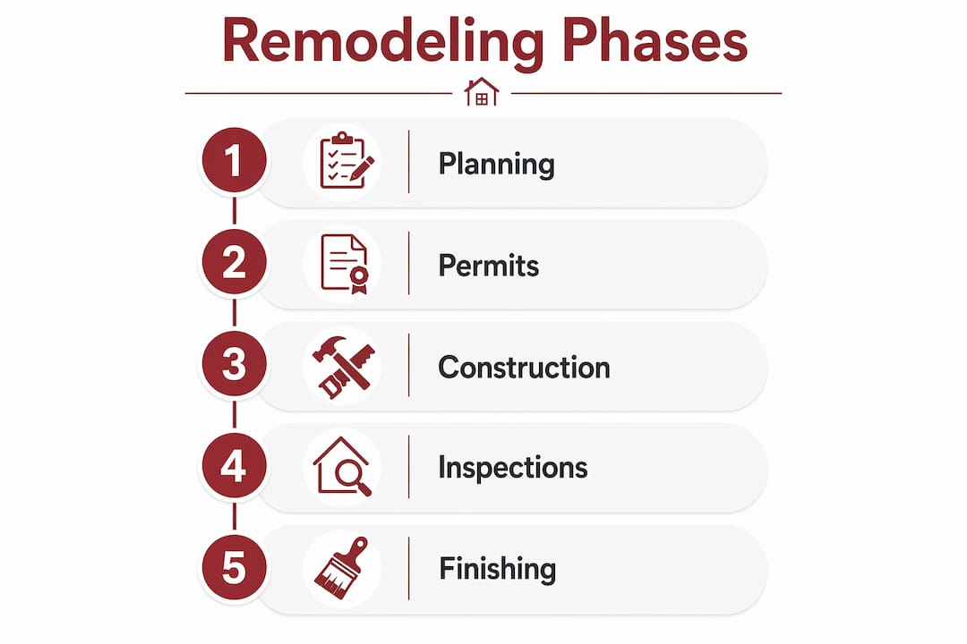 Infographic showing remodeling project phases