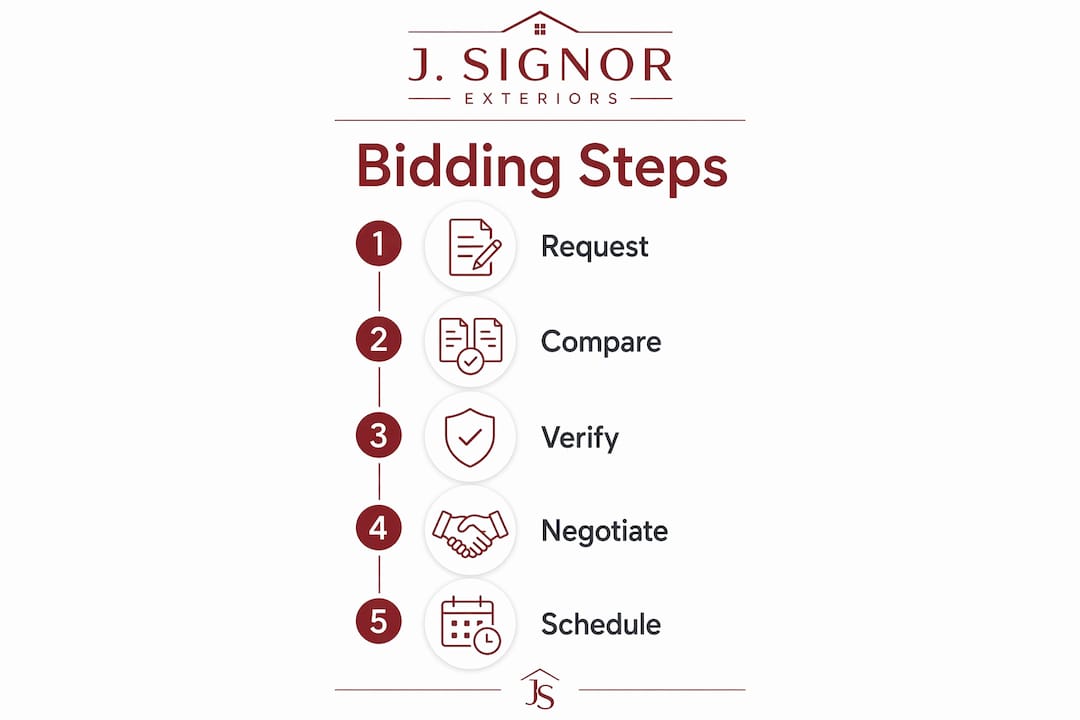 Infographic showing steps to get and compare remodeling bids