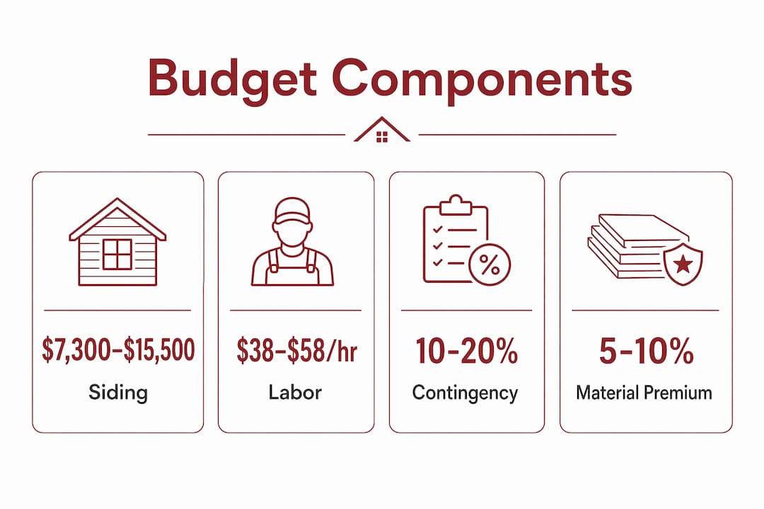 Infographic showing budget components and cost ranges