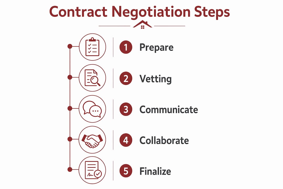 Infographic illustrating contract negotiation steps