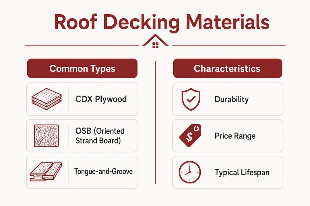 Infographic comparing roof decking material types