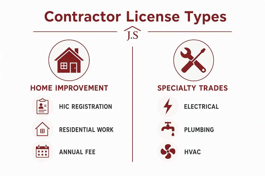 Infographic comparing contractor license types in Connecticut