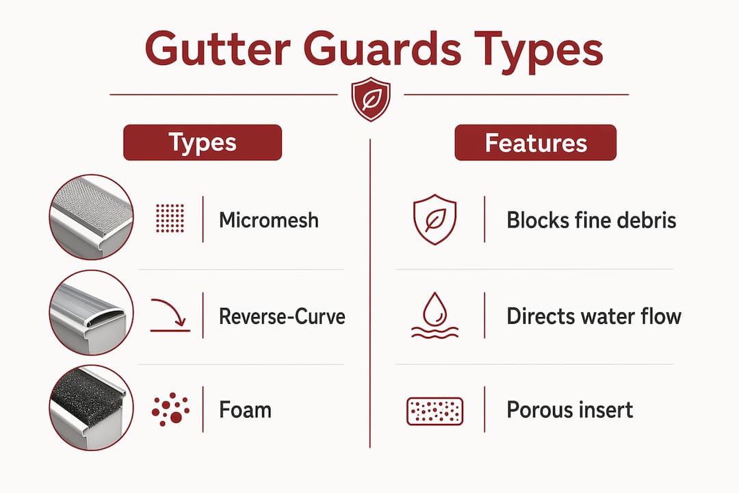 Infographic comparing gutter guard types and features