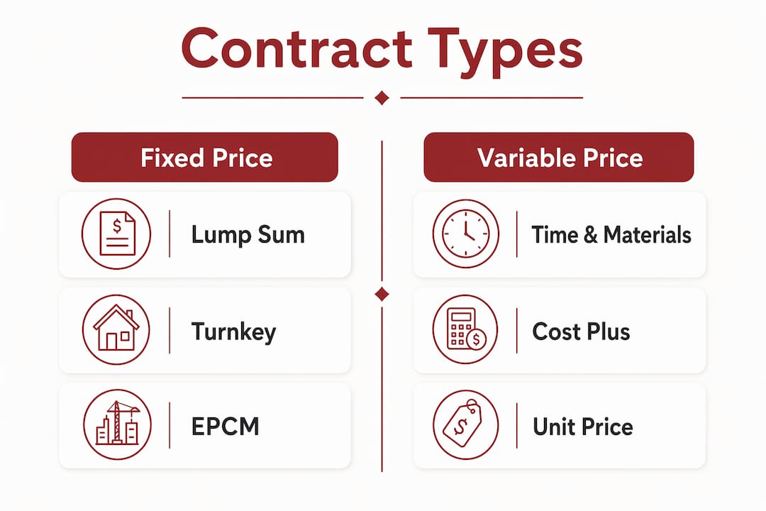 Infographic comparing fixed price and variable price contracts