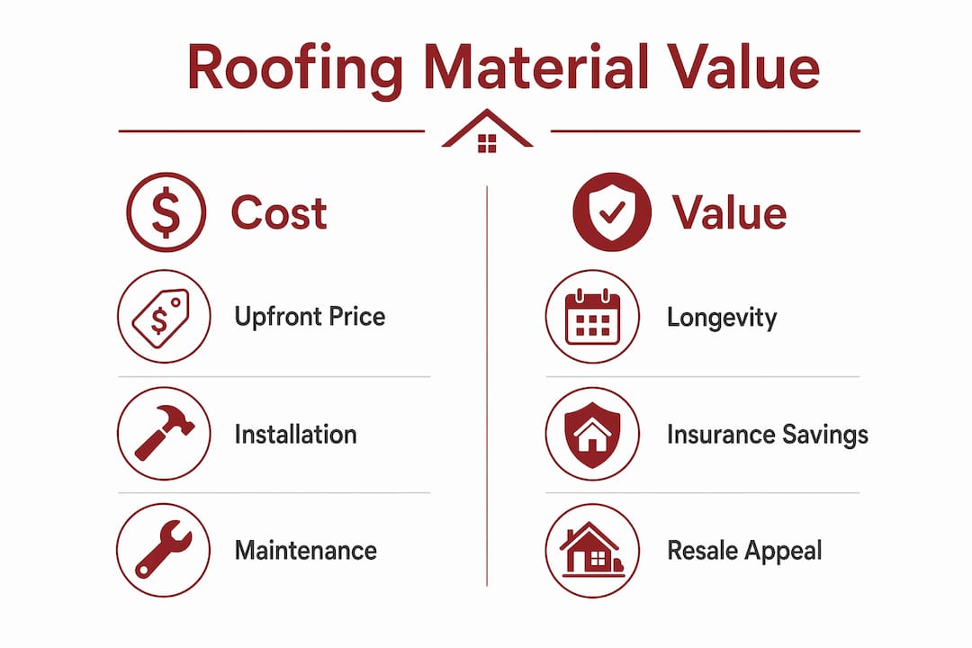 Infographic comparing roofing material costs and values