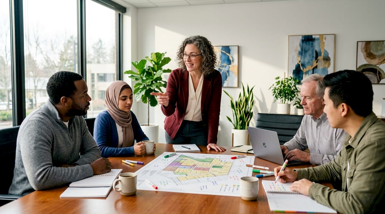 Town planner consulting business owners