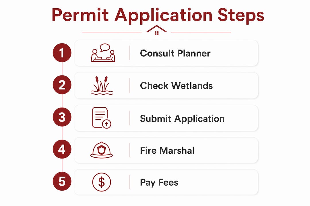 Infographic showing commercial permit application steps