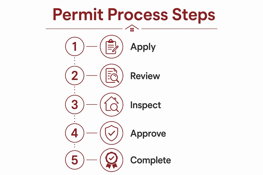 Infographic illustrating five steps of commercial permit process