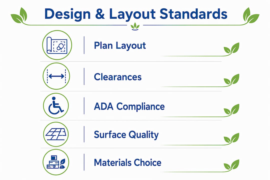Infographic illustrating design standards for commercial outdoor spaces