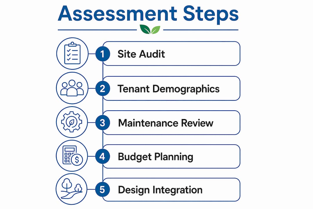 Infographic showing landscaping project assessment steps