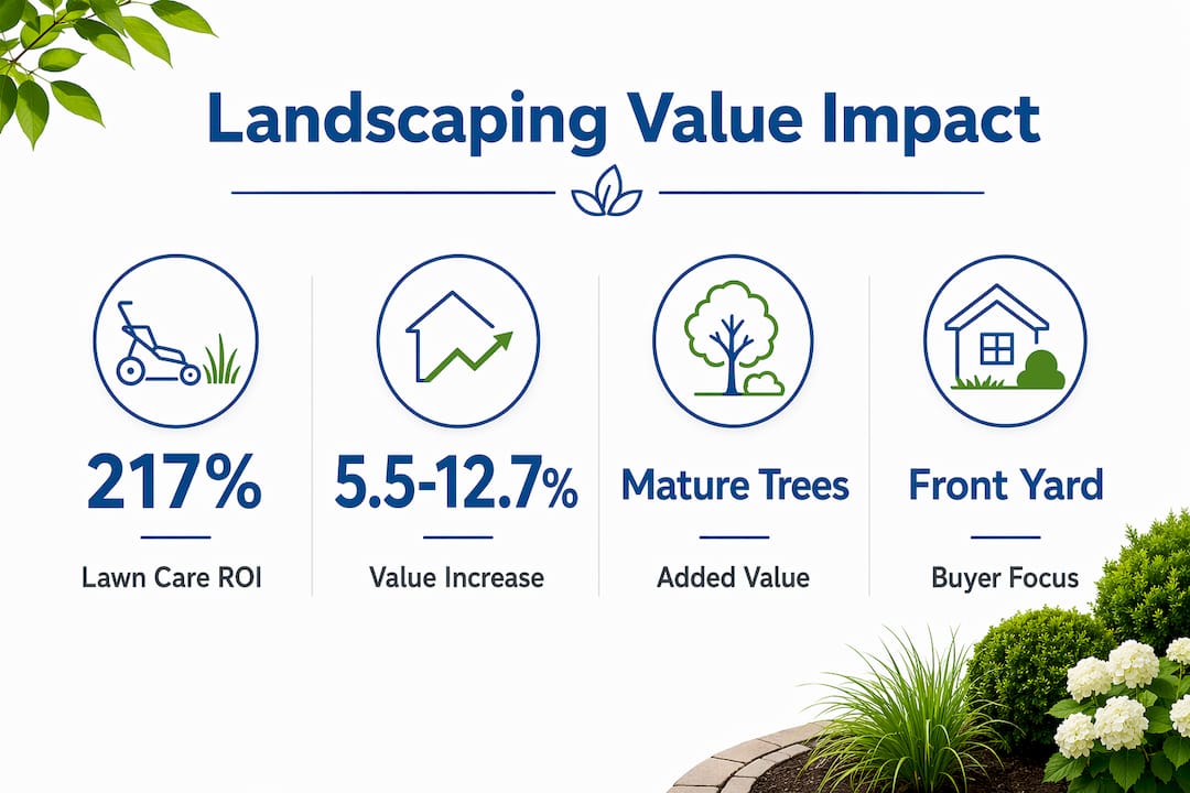 Infographic showing landscaping impact statistics on home value