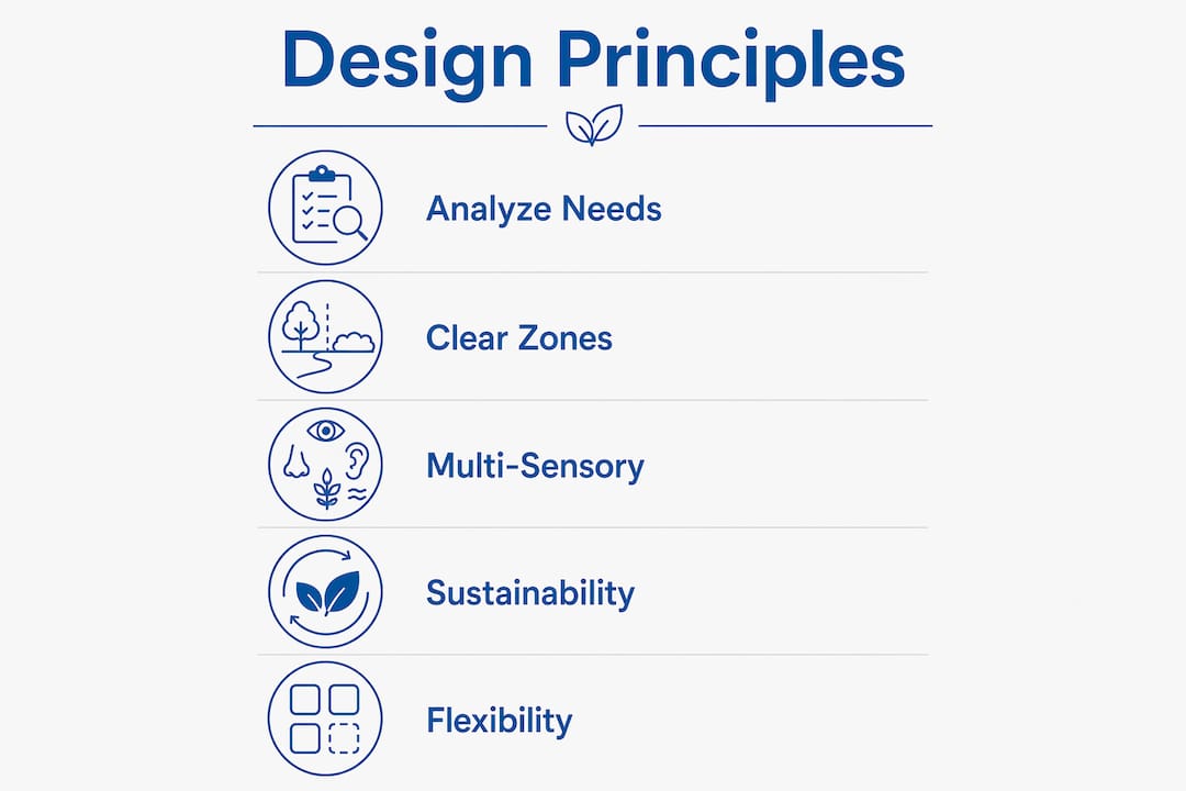 Infographic illustrating core outdoor design principles