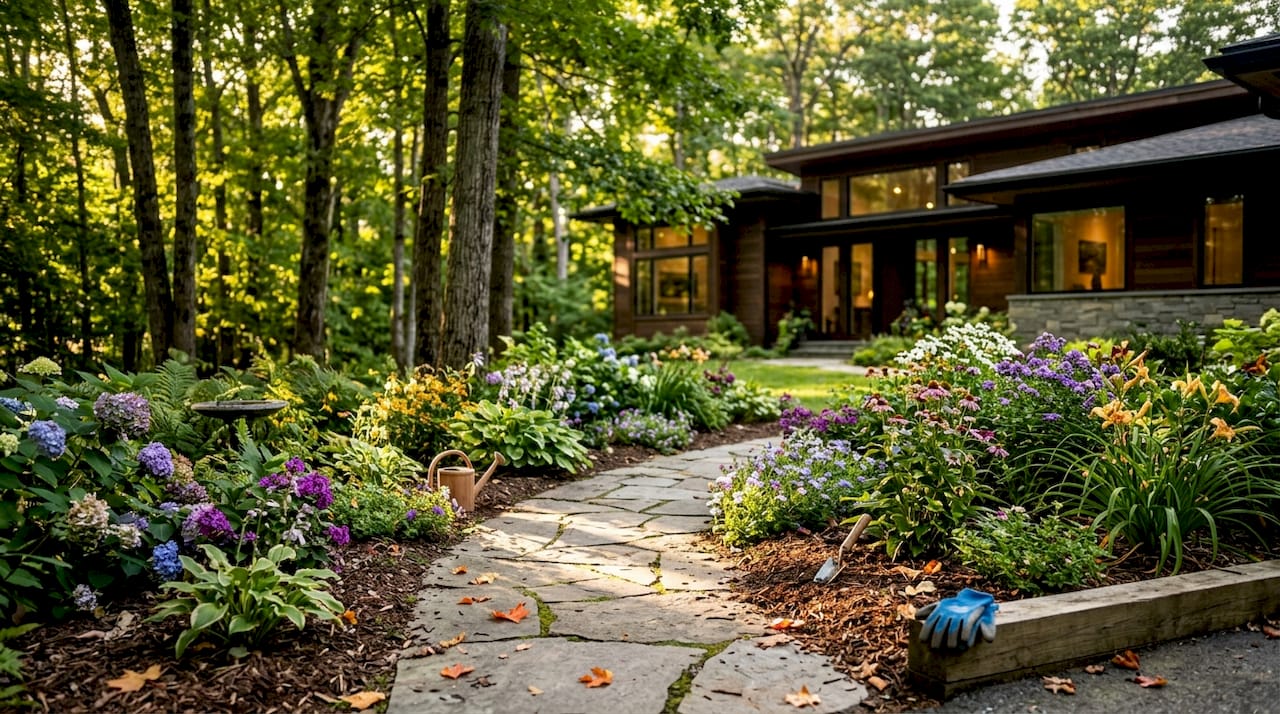 Mature trees enhancing home curb appeal