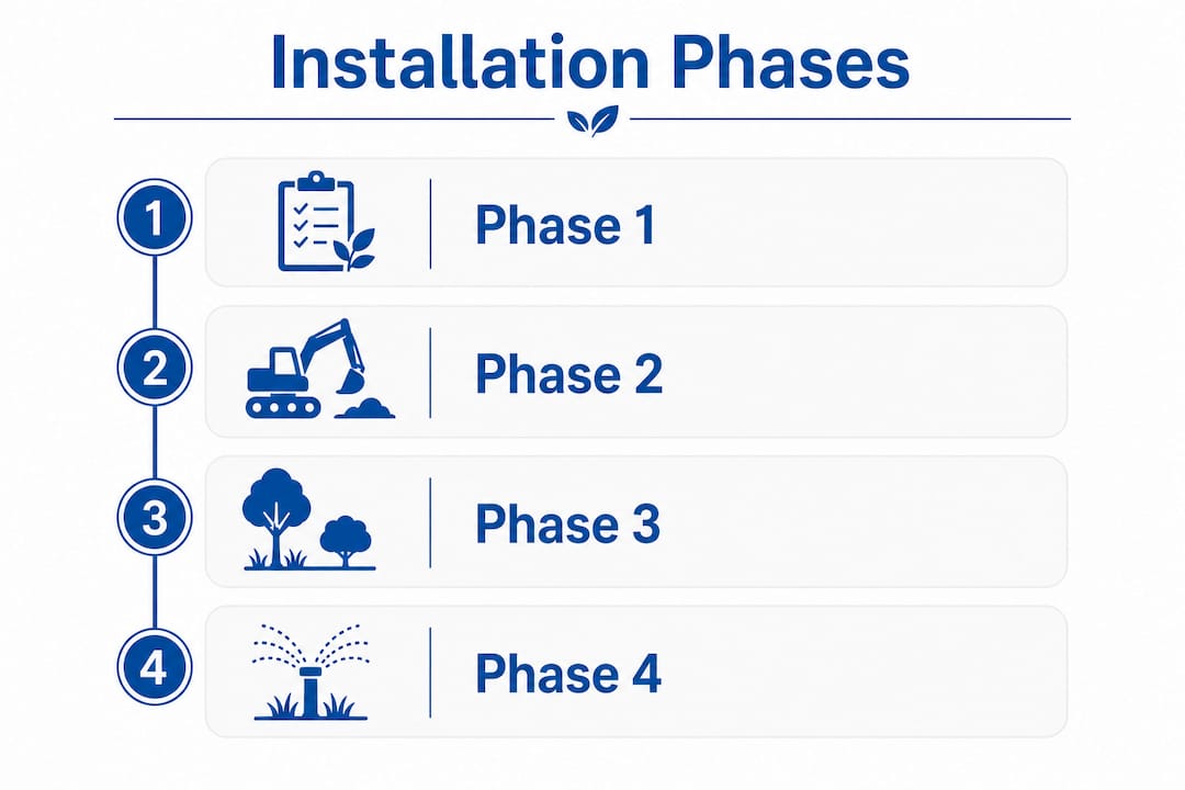 Infographic illustrating phases of landscape installation
