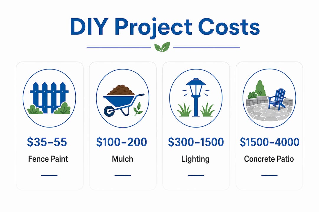 Infographic showing budget ranges for backyard projects