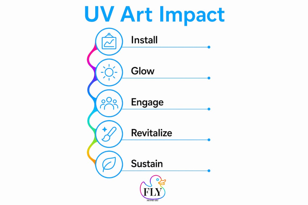 Infographic showing steps of UV art public engagement