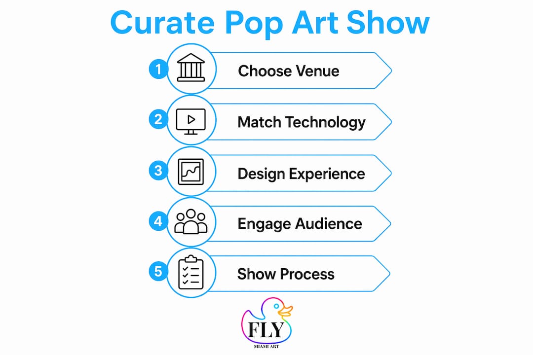 Infographic illustrating immersive pop art curation steps