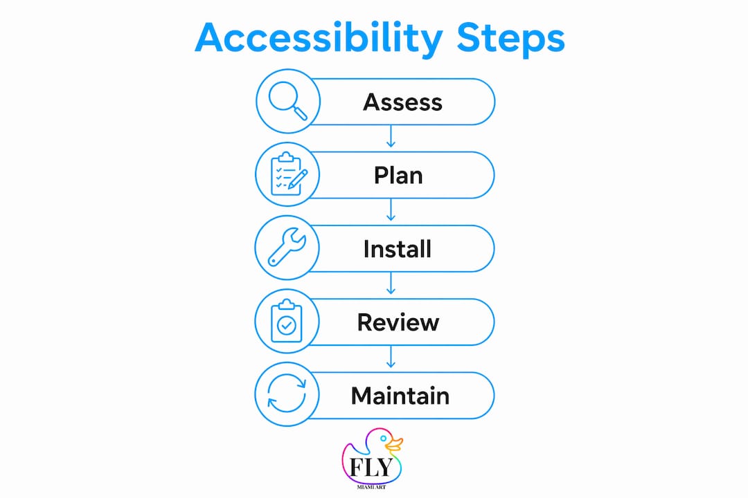 Infographic showing steps for ADA sculpture compliance