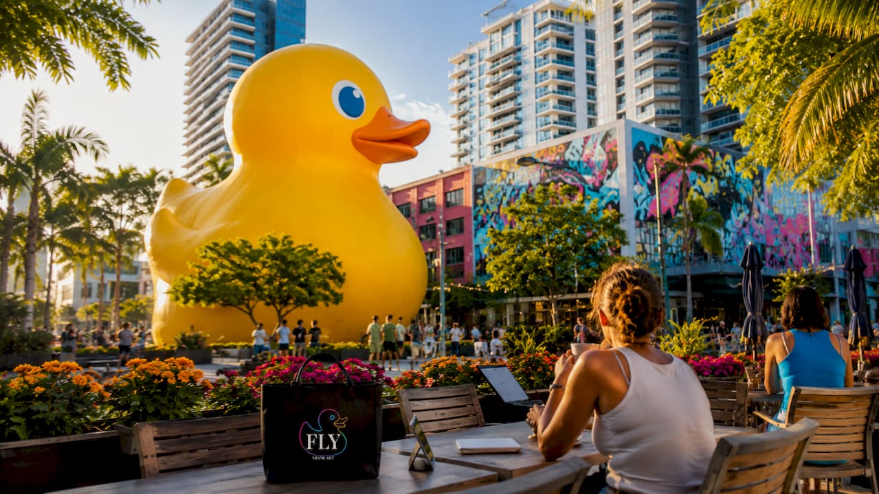 Close-up of giant duck sculpture in city
