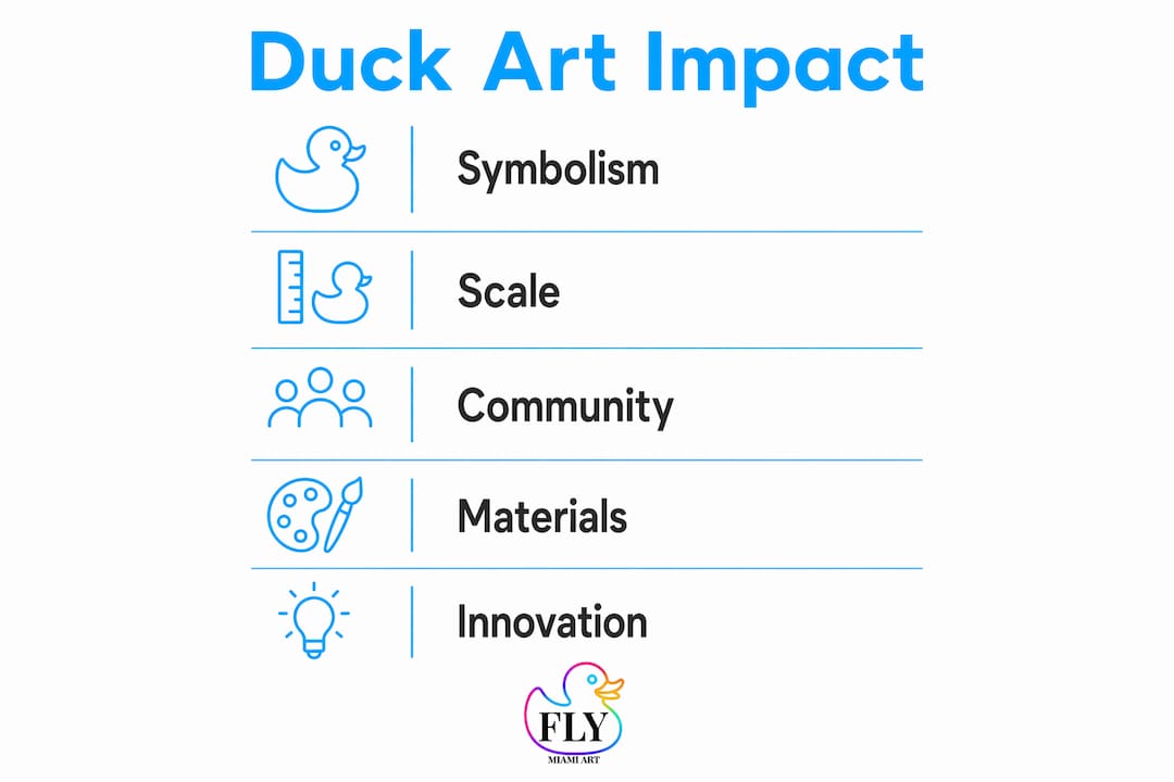 Infographic showing key aspects of duck art impact