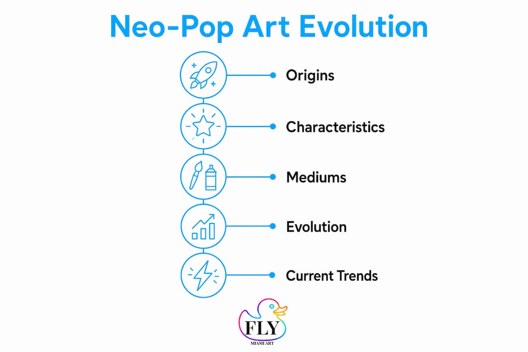 Infographic illustrating Neo-Pop art movement stages