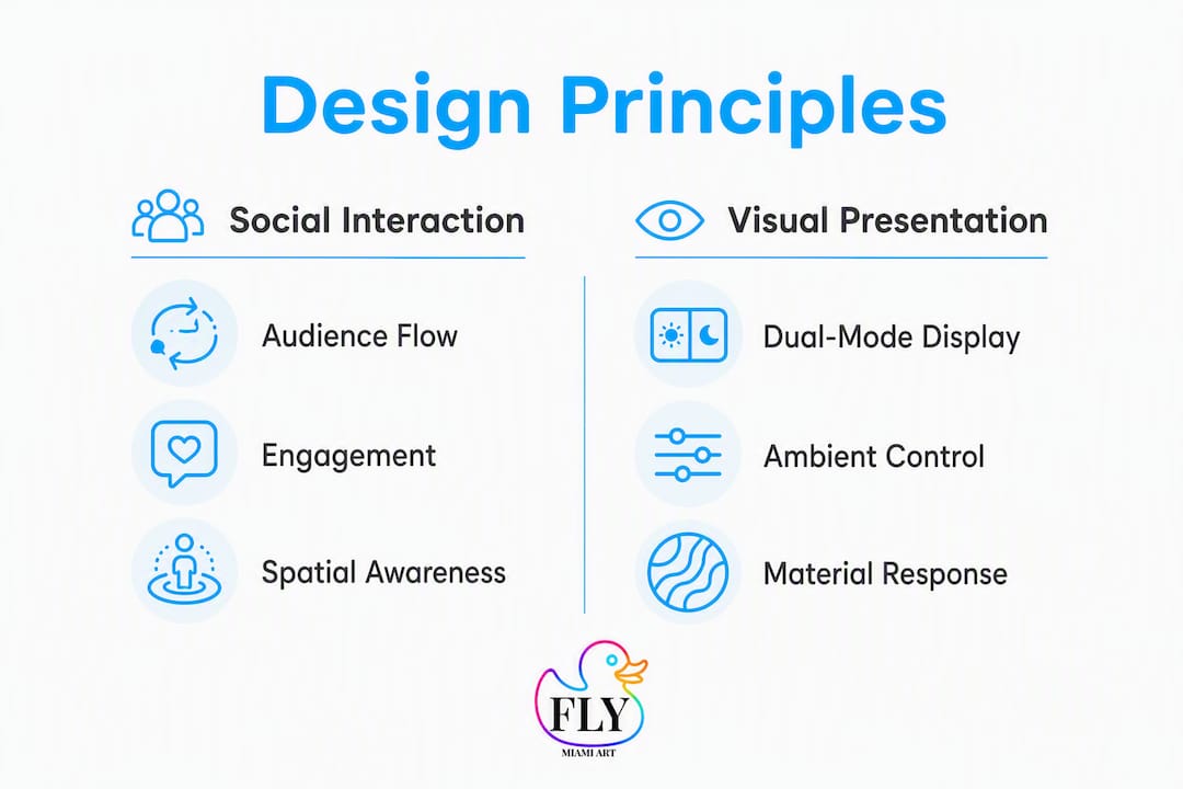 Infographic illustrating design principles for interactive light art