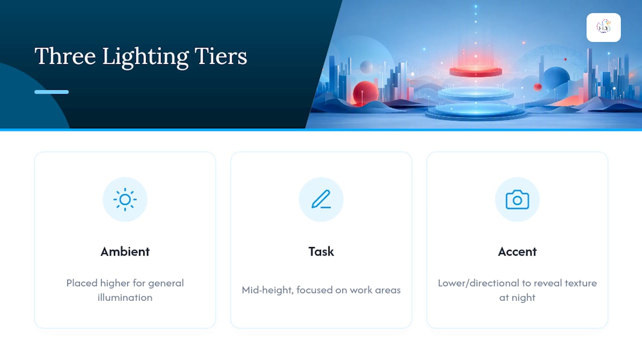 Diagram of ambient, task, and accent lighting layers