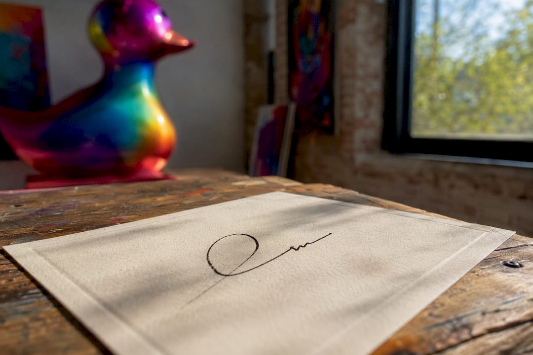 Wet ink signature on art certificate