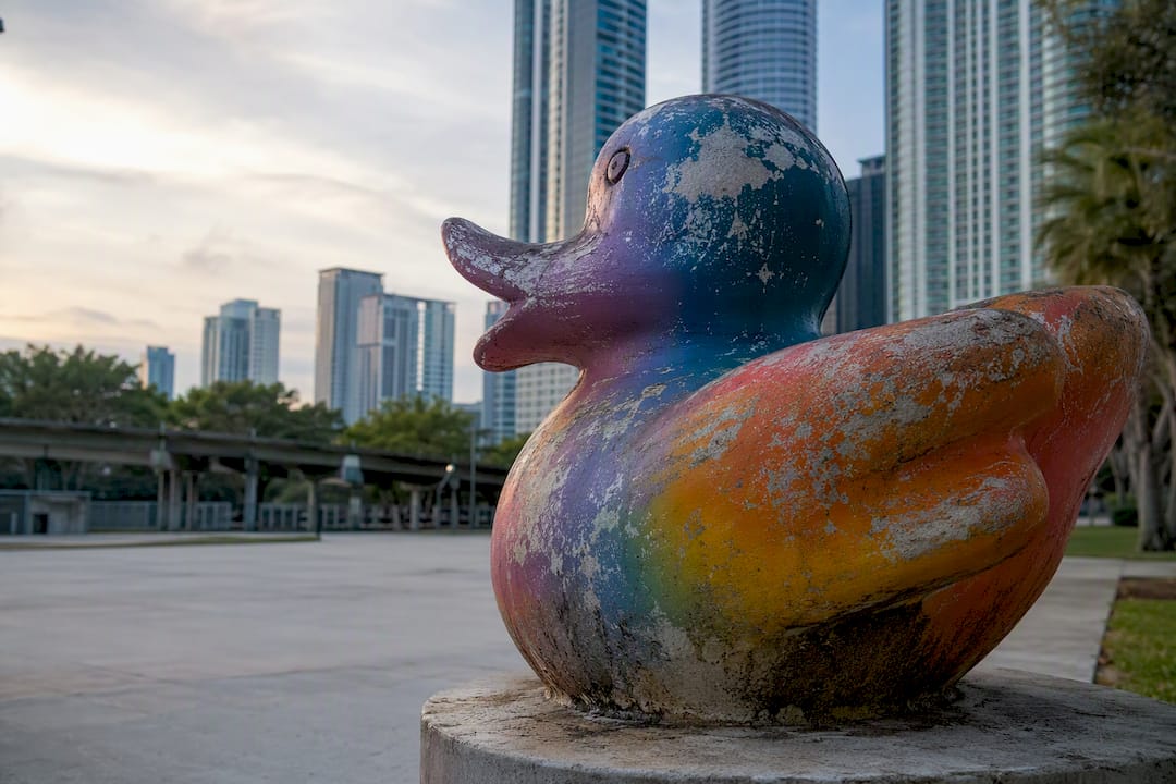 Weathered outdoor public art sculpture detail