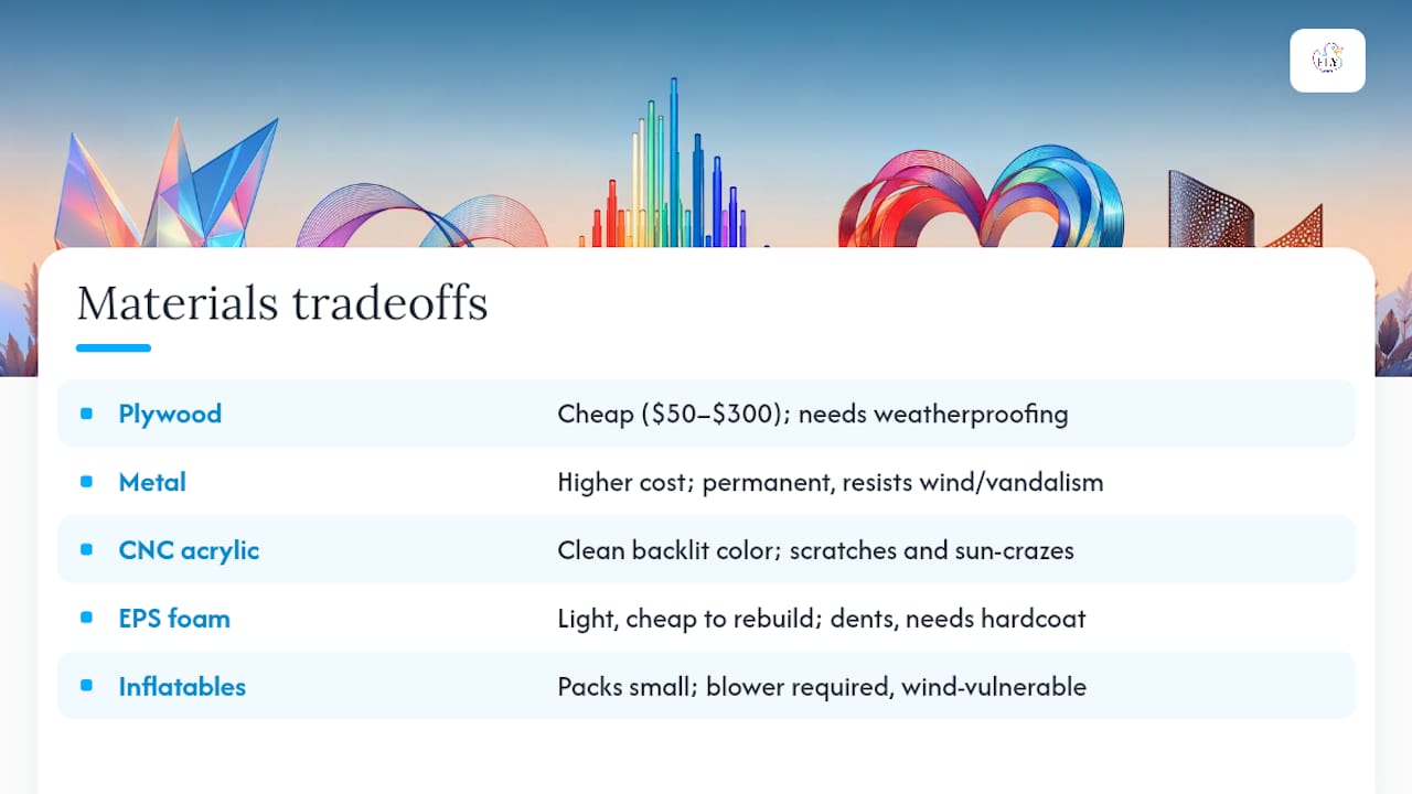 Comparison of Pride sculpture fabrication materials