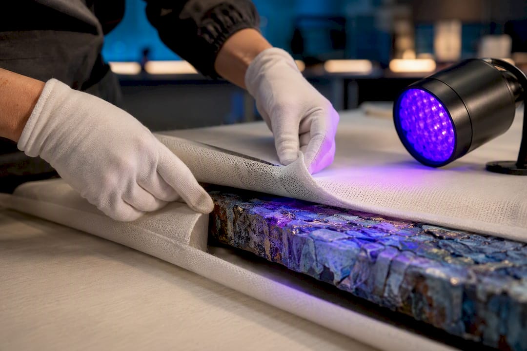 Breathable wrapping protects UV-reactive artwork