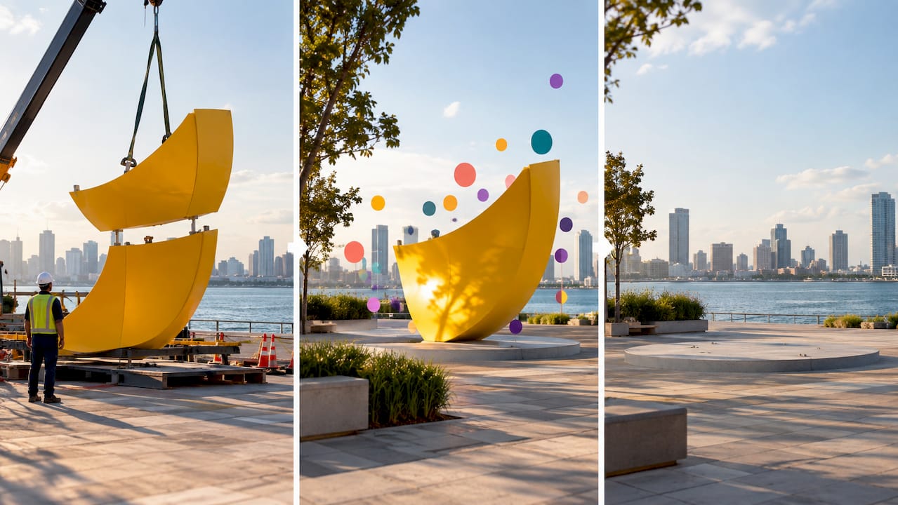 Temporary public art installation lifecycle