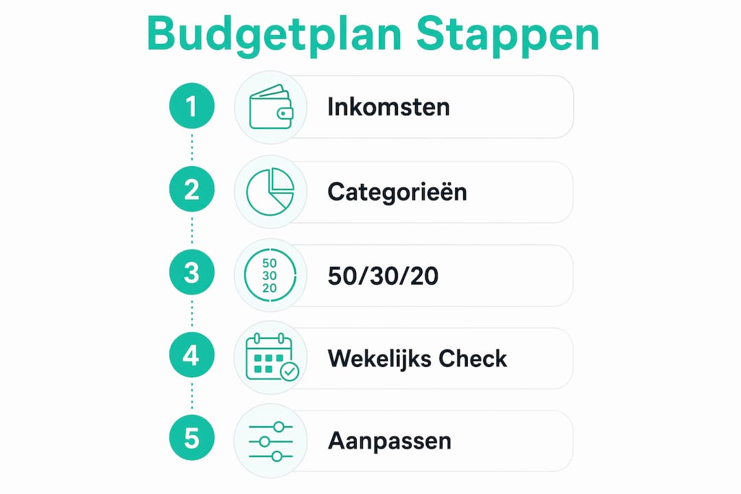 Overzichtelijke infographic met de belangrijkste stappen voor het opstellen van een visueel budgetplan
