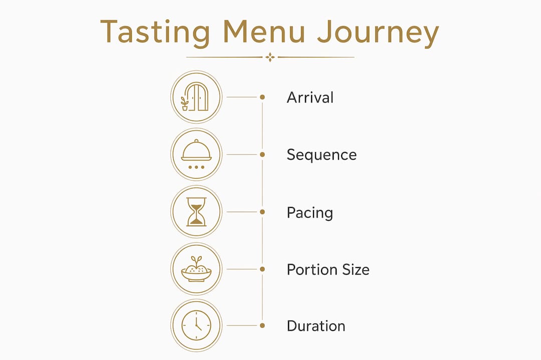 Infographic illustrating tasting menu process stages