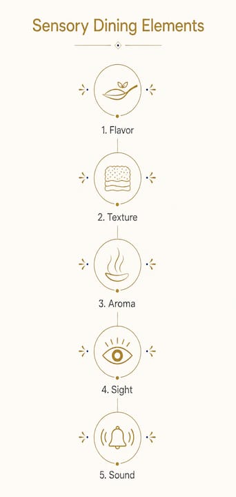 Infographic outlining five key sensory dining elements