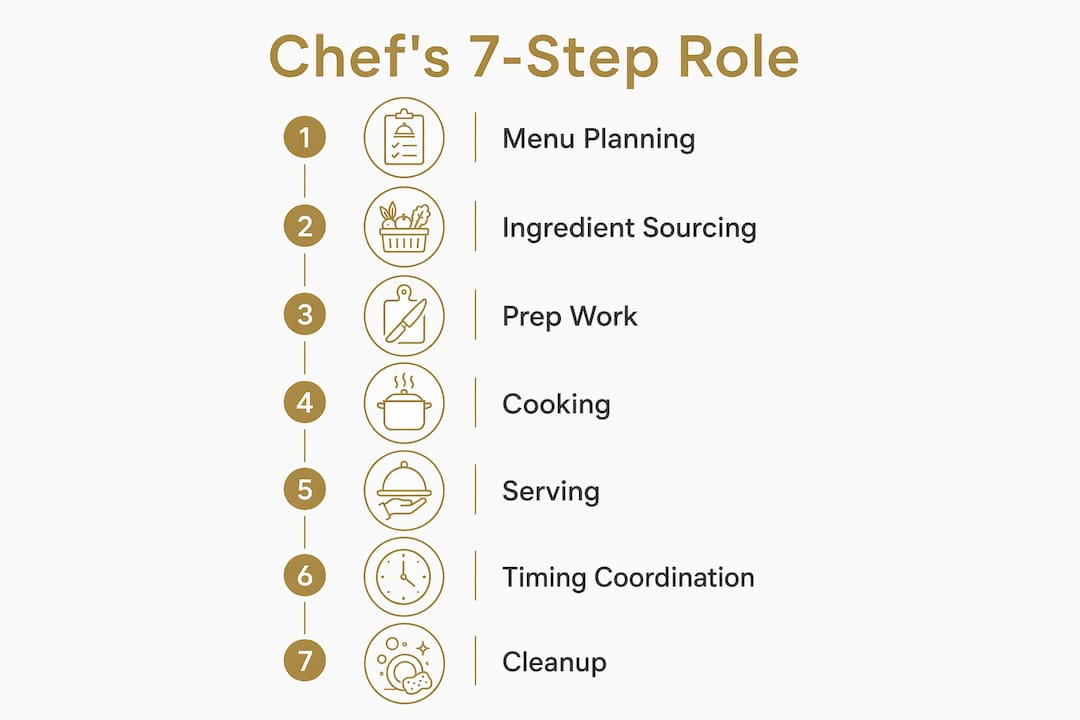 Infographic illustrating seven stages of private chef duties
