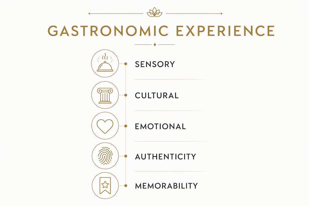 Infographic illustrating key elements of a memorable gastronomic experience