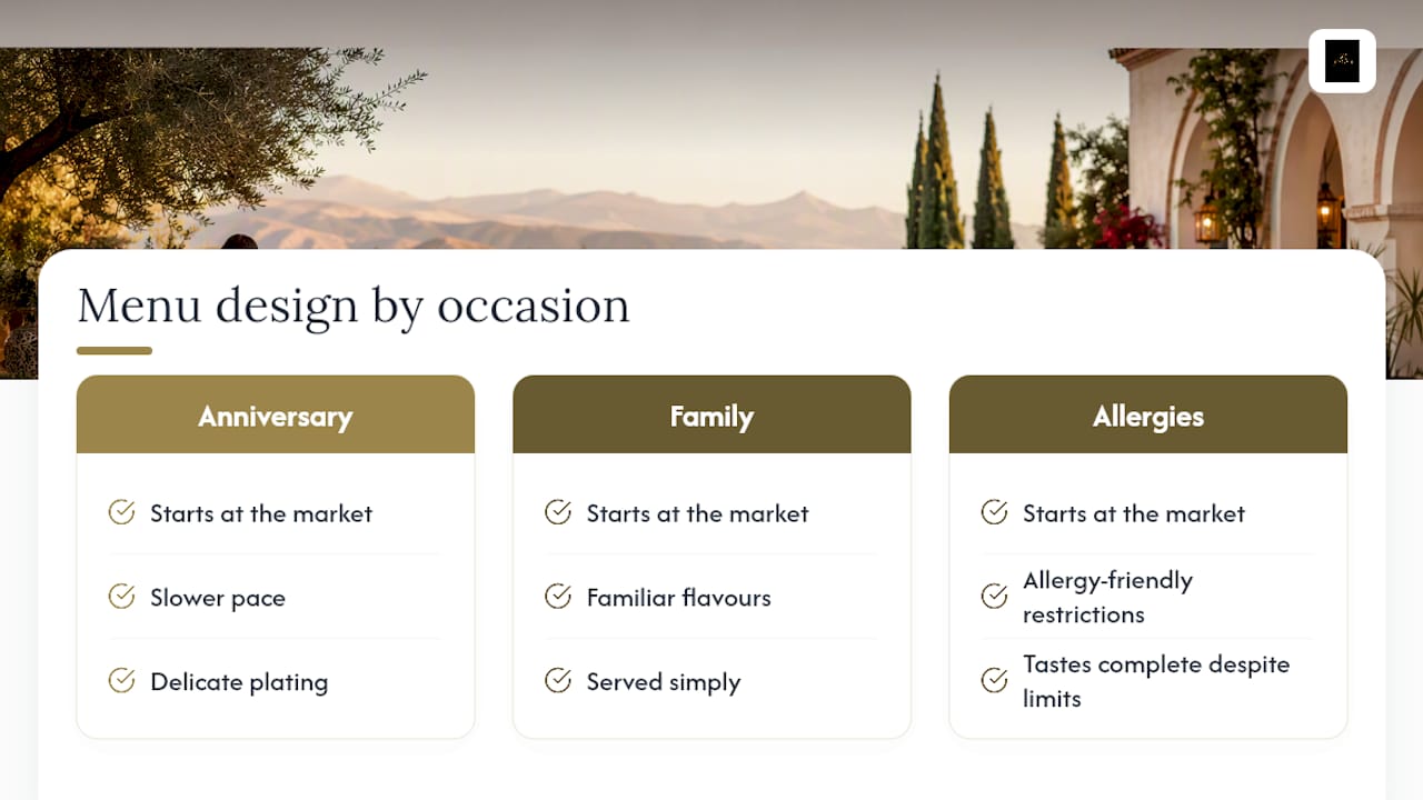Chef's perspective: designing an Andalusian menu for villa guests — overview diagram
